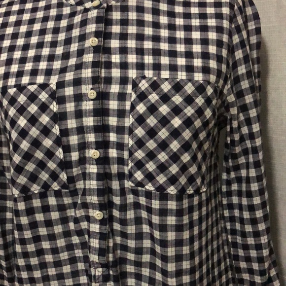 Meron Tunic Top-Sz M-Navy/White Mini Check/Plaid-Cotton-Round Neck-No Collar - Picture 4 of 15